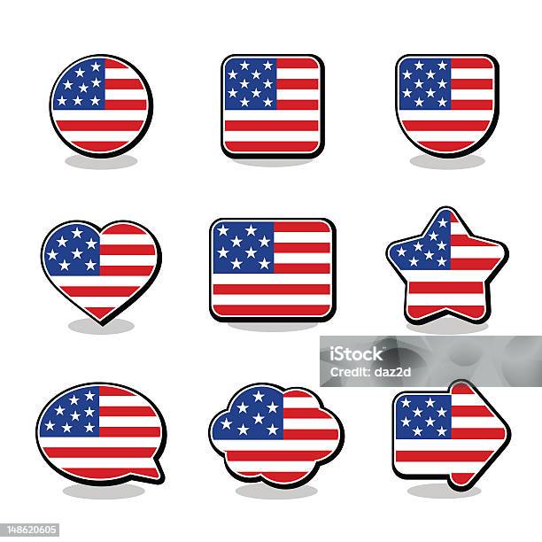 Usa Flagge Iconset Stock Vektor Art und mehr Bilder von 4. Juli - 4. Juli, Abzeichen, Amerikanische Flagge