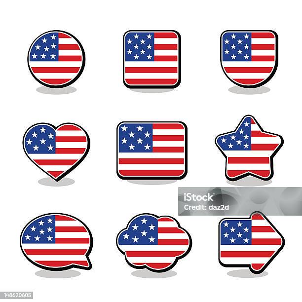 Ensemble Dicônes Drapeau Usa Vecteurs libres de droits et plus d'images vectorielles de 4 juillet - 4 juillet, Armoiries, Badge