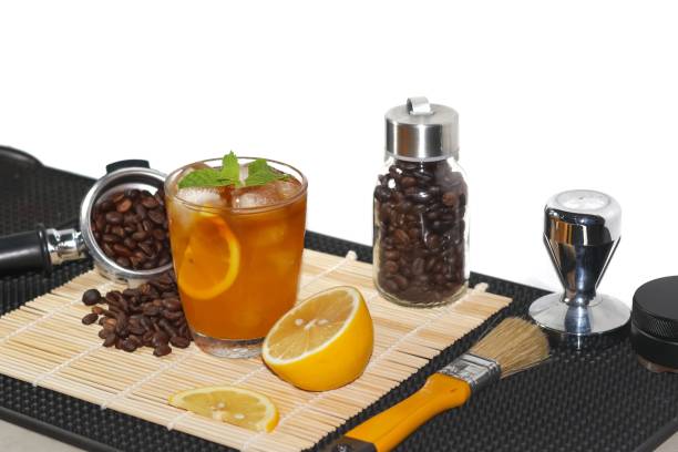 istock Americano ice coffee with lemon. 1486208169