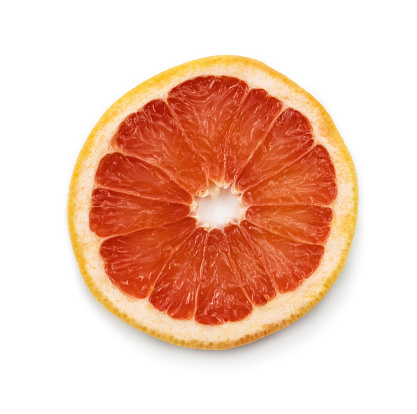 Perfect red grapefruit slice on white  background.