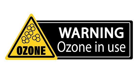 Ozone Machine Sign Warning Ozone In Use Yellow Triangle Warning Sign With Symbol And Text ...