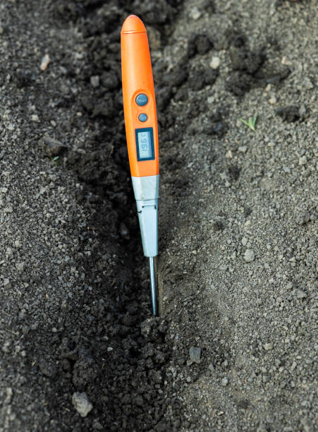 soil meter for measured ph, temperature and moisture - scientific experiment condensation instrument of measurement soil tester imagens e fotografias de stock
