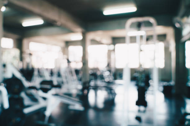 istock Abstract blurred empty fitness sport gym 1486225805