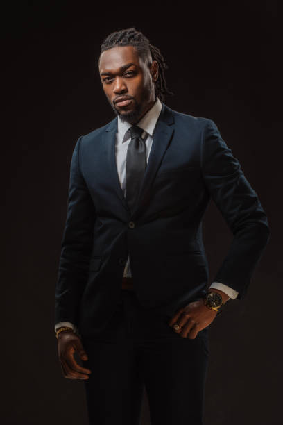 istock Handsome elegant black male posing for studio portrait 1486225902