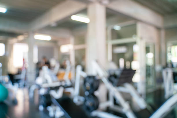istock Abstract blurred empty fitness sport gym 1486226935