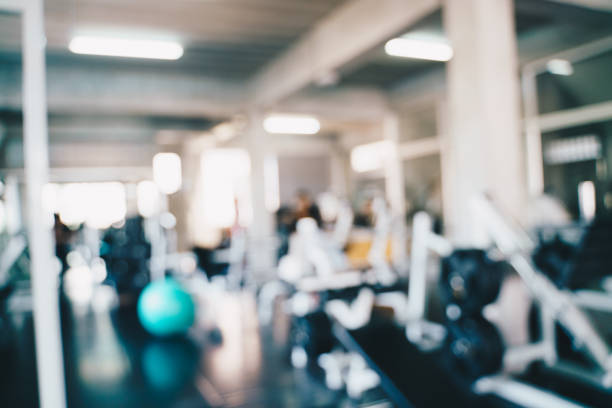 istock Abstract blurred empty fitness sport gym 1486226940
