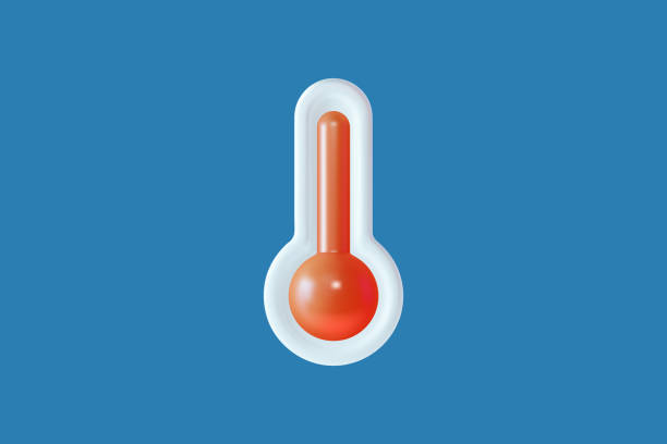 3d-gesundheitskonzept plastilin-cartoon-stil thermometer misst wärme. vektor - backgrounds body care thermometer degree stock-grafiken, -clipart, -cartoons und -symbole