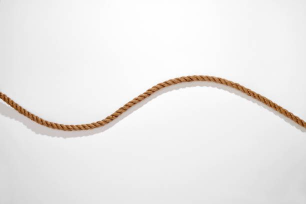3d rendering of tree strings of rope of different thickness in straight lines isolated on a white background. Packing materials. Lifting and pulling gear. Life line.