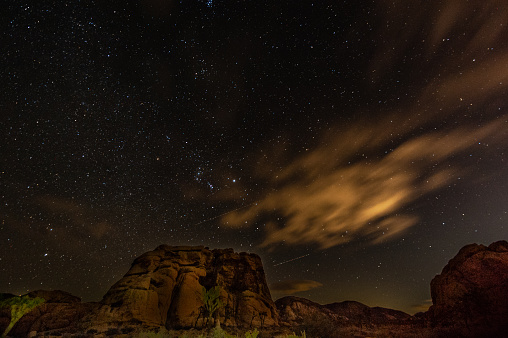 Impression of the Night Sky over Joshua tree national park on a winter evening.