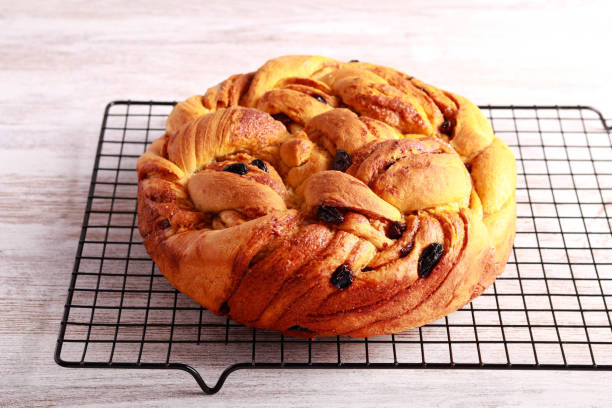 istock Twisted sweet bread with raisin 1486239738