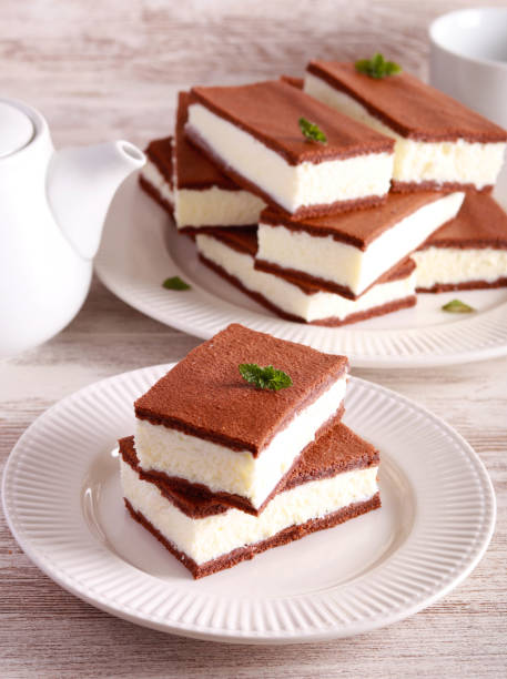 istock Chocolate sponge with creamy filling 1486239917