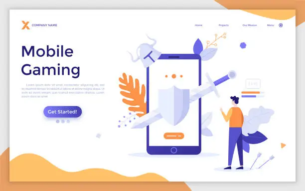 Vector illustration of Vector Landing Page With Character