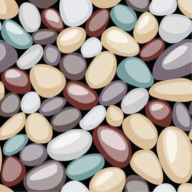 Vector illustration of Seamless texture of pebbles. Colorful stones on the ground.