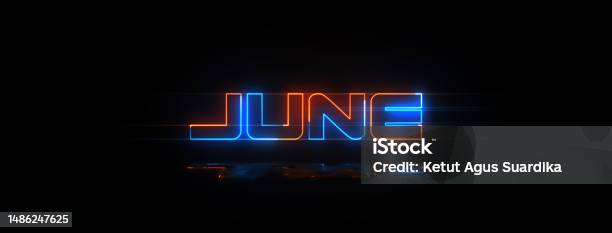 June Neon Sign Futuristic Blue Orange June Lettering Neon Sign Horizontal Luminescence ...