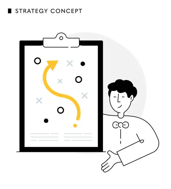 Vector illustration of Strategy Illustration with a Businessman holding a Clipboard