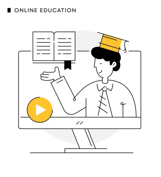 Vector illustration of Online Education: Learning from Anywhere