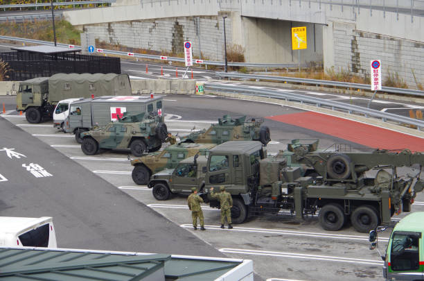 japan ground self-defense force (jgsdf) - lifeguard association imagens e fotografias de stock