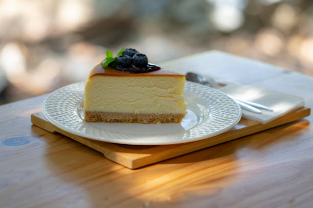 istock blueberry cake on a white plate and blurred background. 1486256964