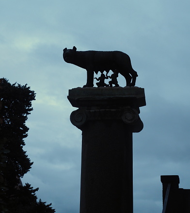 Detail of a statue of an ancient warrior found and photographed in a cemetery. 