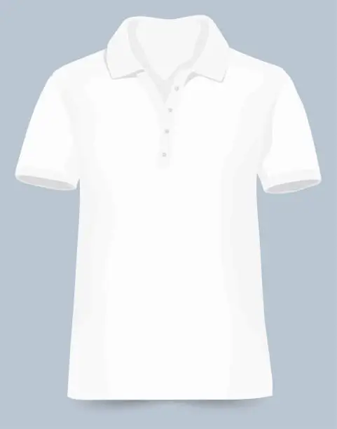 Vector illustration of Blank white collar t-shirt template