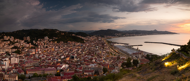 Giresun, Turkey. 7 July 2021. Evening time Giresun city view from  castle. Turkey travel destinations.