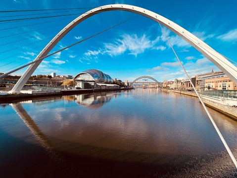 View up the River Tyne from the Gateshead Millennium Bridge