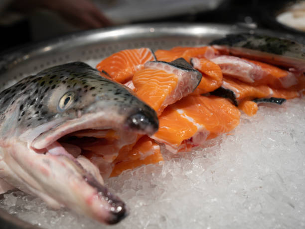 istock Prepared dishes salmon steak, salmon head 1486283968