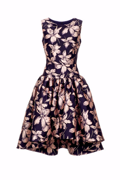 Summer silk floral dress on a white background.