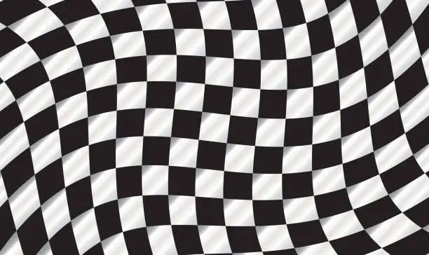 Vector illustration of Checkered texture 3d black white background