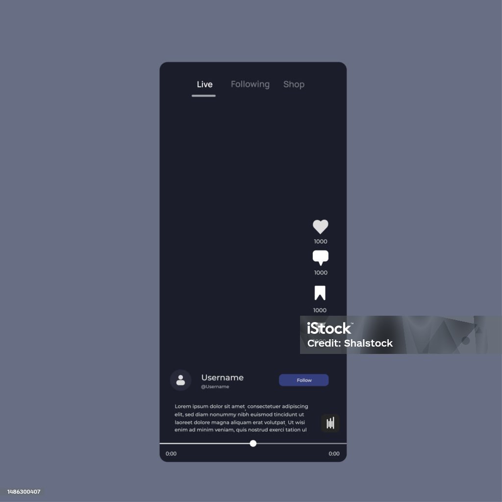 Short Video Interface Short Video Content Interface In Dark Mode Stock Illustration ...
