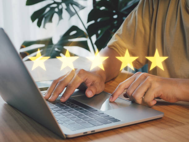 istock 5 stars for customer satisfaction or user service. 1486301091