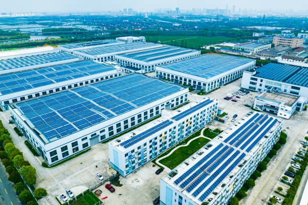 istock Solar energy on the factory roof 1486304081