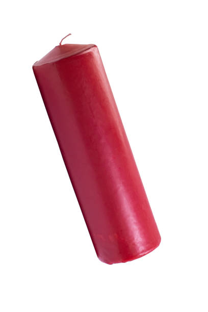 istock Big red candle on white isolated, festive candle 1486304604