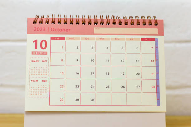 istock Desktop calendar for planning for October 2023. 1486306374