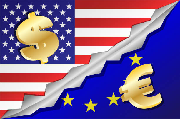 konzept der usa gegen die europäische union. - currency exchange currency european union currency dollar stock-grafiken, -clipart, -cartoons und -symbole