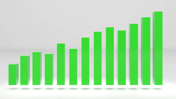 istock income line increasing,Profitable bars are green.,3d rendering 1486311189
