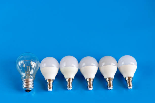 istock Incandescent lamp and LED light bulbs 1486317743
