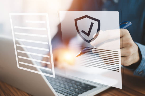 istock Digital signature on paperless for Document management concept, Manager manage documentation paperwork data system. 1486319628