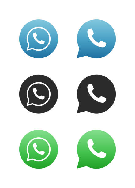 gradient vector mobile application message icon set with notification - çevrimiçi mesajlaşma platformu stock illustrations