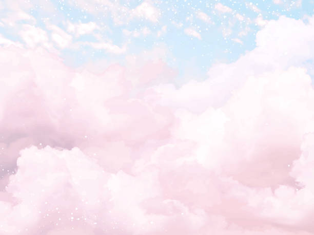 zucker baumwolle rosa wolken vektor design hintergrund. glamour-märchenkulisse - dreams heaven cloud fairy tale stock-grafiken, -clipart, -cartoons und -symbole