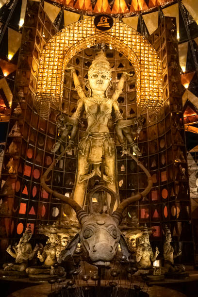 istock Goddess Durga devi idol decorated at puja pandal in Kolkata, West Bengal, India. Durga Puja is the biggest religious festival of Hinduism and is now celebrated worldwide. 1486337263