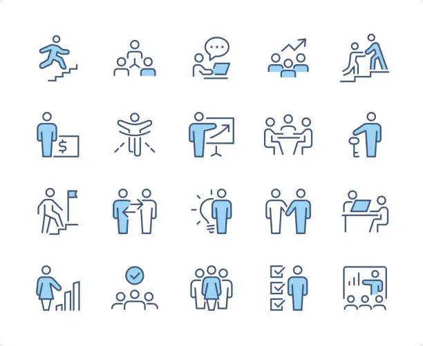 Vector illustration of Teamwork icon set. Editable stroke weight. Pixel perfect dichromatic icons.