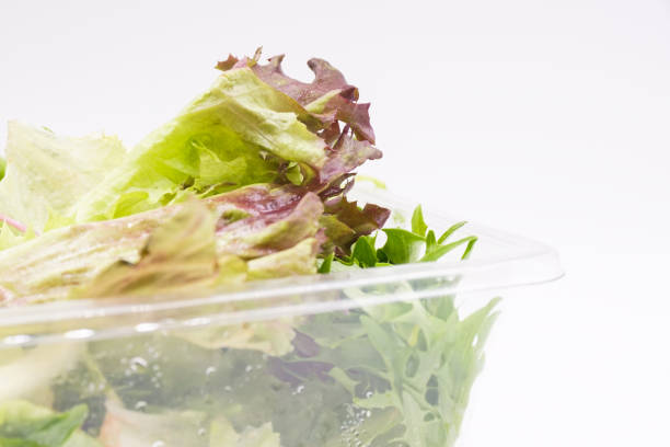 istock Fresh mix green salad in a plastic box 1486337608