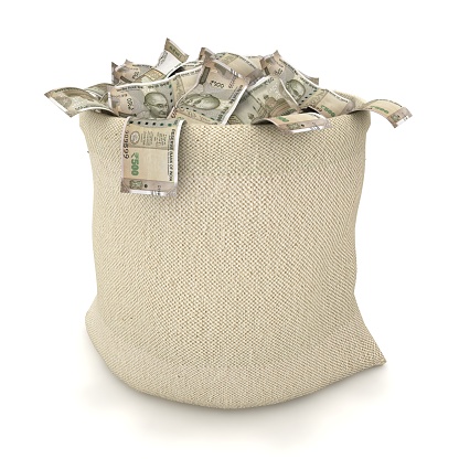 Indian rupee finance wealth money bag