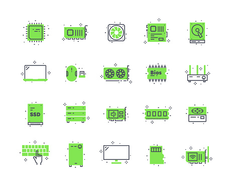 Color The Computer Parts Computer Components Color Set Stock Illustration - Download Image Now ...