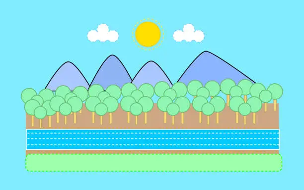 Vector illustration of mountain landscape design