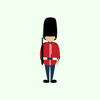 Simple Cartoon Of A Queens Guard In Traditional Uniform British Soldier ...