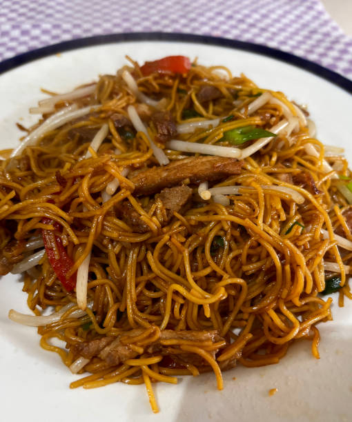 istock Homemade pork chow mein 1486359898