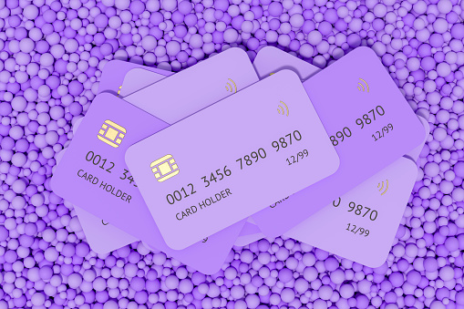 Credit cards on balls finance and technology background. Digitally generated image