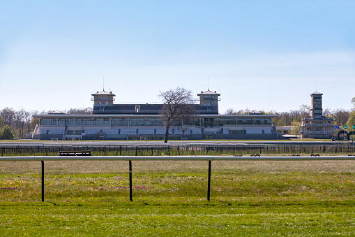 Chantily, France - April 25 2021: The Hippodrome de Chantilly is a Thoroughbred turf racecourse for flat racing.